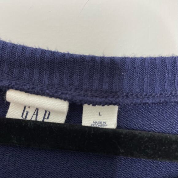 Gap Sweater Round Neck Sweater Color Block Striped Detail 90s Y2K Vibes Blue L - Picture 7 of 11